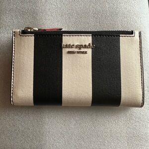 Kate Spade Black and Cream Striped Wallet NWOT